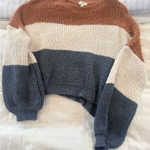 Colorblock Sweater in Brown, Cream, and Blue